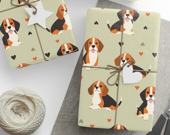 Beagle Wrapping Paper, Beagle Gift Wrap, Beagle Lover, Cute Dog Wrapping Paper, Gift For Beagle Lover, Gift For dog Lover, Gift For Her