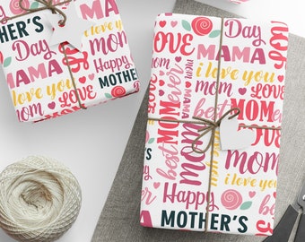 Mother's Day Wrapping Paper, Mom Wrapping Paper, Mom Gift Wrap, Happy Mother's Day, I Love Mom, Mother's Day Gift Wrap, Gift For Her