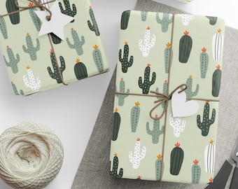 Cactus Wrapping Paper, Cactus Gift Wrap, Succulent Wrapping Paper, Succulent Gift Wrap Cacti Lover, Cactus Lover, Gift For Her, Plant Lady