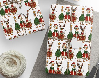 Silly Goose Christmas Wrapping Paper, Fun Christmas Wrapping Paper, Reindeer Goose, Silly Goose Christmas Gift Wrap, Christmas Goose