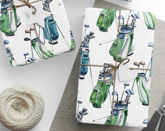 Golf Wrapping Paper, Golf Gift Wrap, Gift For Him, Father&#39;s Day, Golf Lover, Gift For Her, Golf Bag, Golfer Wrapping Paper, Golfer Gift