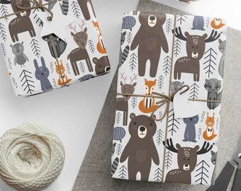 Baby Animal Wrapping Paper, Baby Shower Wrapping Paper, Baby Gift Wrap, Baby Boy, Cute Baby Wrapping Paper, Baby Bear Wrapping Paper