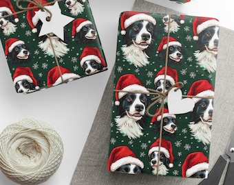 Christmas Border Collie Wrapping Paper, Christmas Collie Gift Wrap, Border Collie Gift For Her, Dog Lover, Border Collie Mom, Dog Lover