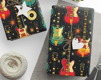 Guitar Wrapping Paper, Guitar Gift Wrap, Music Lover, Music Wrapping Paper, Bass Guitar Gift, Music Gift, Electric Guitar Wrapping Paper