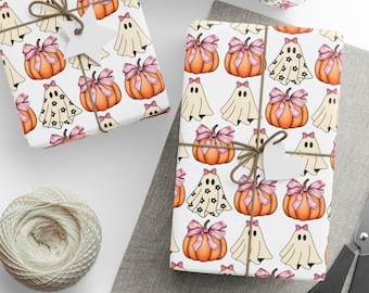 Halloween Wrapping Paper, Halloween Gift Wrap, Ghost Wrapping Paper, Pumpkin Wrapping Paper, Halloween Birthday for Her, Halloween Theme