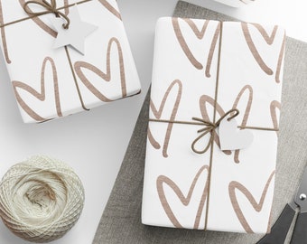 Heart Wrapping Paper, Heart Gift Wrap, Anniversary Gift Wrap, Wedding Wrapping Paper, Valentine's Day Gift Wrap, Mother's Day Gift Wrap