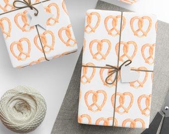 Pretzel Wrapping Paper, Pretzel Gift Wrap, Pretzel Lover, Carb Lover, Gift For Baker, Soft Pretzel Gift Wrap, Food Wrapping Paper
