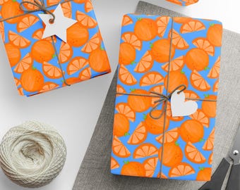 Oranges Wrapping Paper, Bright Orange Wrapping Paper, Orange You Lovely Wrapping Paper, Summer Birthday Gift Wrap, Citrus Wrapping Paper