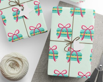 Macaroon Wrapping Paper, Macaroon Gift Wrap, Macaroon Lover, Cookie Wrapping Paper, French Gift Wrap, Gift For Her, Cute Macaroon Gift