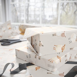 Papel de regalo de cordero bohemio, regalo de baby shower, regalo de bebé niño, regalo de niña, bebé bohemio, regalo para bebé, papel de regalo de cordero, papel de regalo de cordero imagen 2