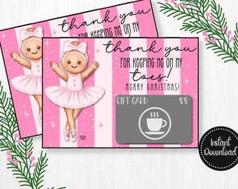 Dance Teacher Gift Card Holder, Printable Christmas Gift Card Holder For Dance Teacher, Ballet Gift For Her, Instant Download, Xmas Dance