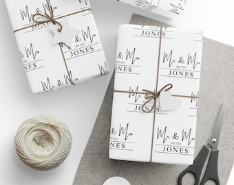 Papel de regalo personalizado para Sr. y Sra., Papel de regalo de boda personalizado, Papel de regalo de boda personalizado, Regalo de boda, Despedida de soltera