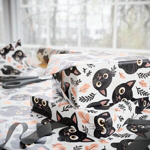 Black Cat Wrapping Paper, Funny Cat Wrapping Paper, Cat Gift Wrap, Cat Lover, Gift Wrap For Cat Lover, Black Kitty Wrapping Paper, Cute Cate Bild 2