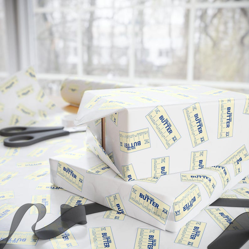 Butter Wrapping Paper, Butter Gift Wrap, Butter Lover Gift, Gift For Chef, Gift For Baker, Foodie Gift, Love To Cook, Better With Butter immagine 2