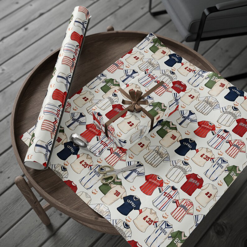 Papel de regalo para camisetas de béisbol, papel de regalo de béisbol, papel de regalo de béisbol, béisbol vintage, amante del béisbol, regalo de béisbol para papá imagen 4