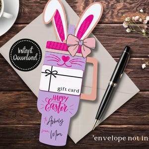Ostergeschenk Kartenhalter Geschenk für sie, Geschenkkarte zum Ausdrucken, Ostern zum Ausdrucken, Last-Minute-Ostergeschenk für sie, Becher Ostergeschenk
