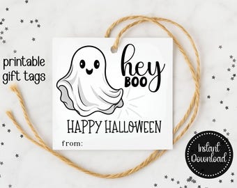 Hej Boo Halloween utskrivbara presentetiketter, söta spökepresentetiketter, Hej Boo Halloween-gåvoetiketter, spökgåvoetiketter, Halloween direktnedladdning