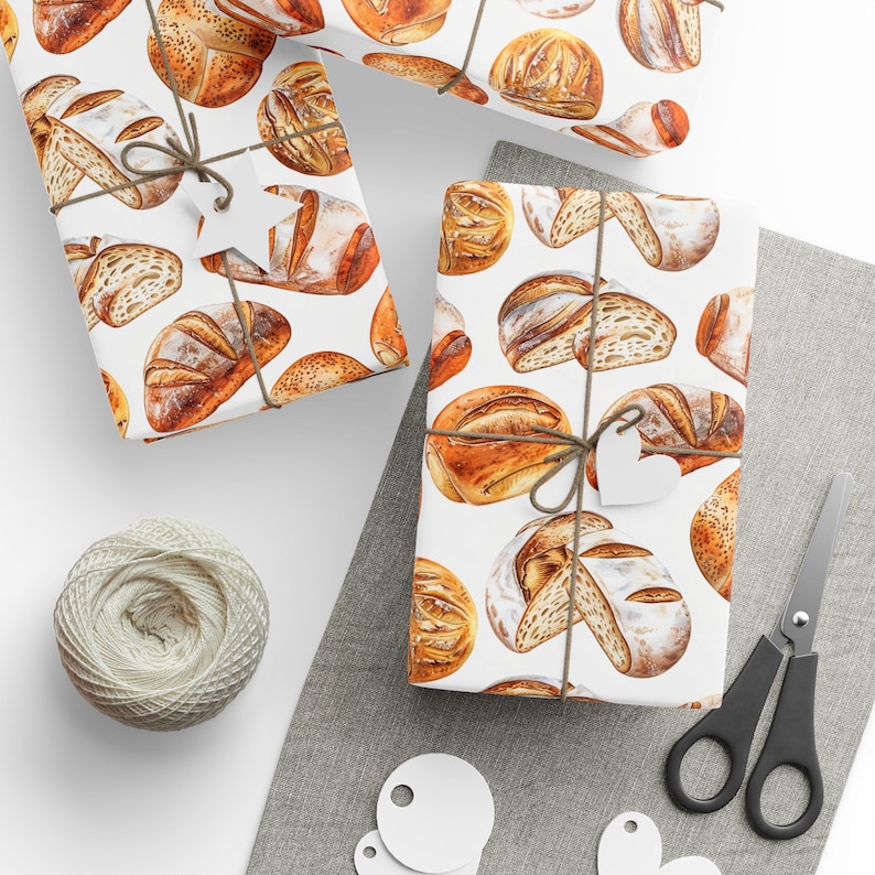 Sourdough Wrapping Paper, Sourdough Gift Wrap, Sourdough Lover, Bread Wrapping Paper, Bread Gift Wrap, Bread Lover, Carb Lover, Gift For Her image 1