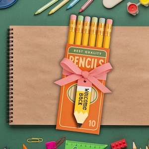 Willkommen zurück in der Schule Bleistift Geschenkanhänger, beginnen das Jahr schreiben Bleistift Geschenkanhänger, Schulanfang Geschenkanhänger, Geschenk für Lehrer für den ersten Tag
