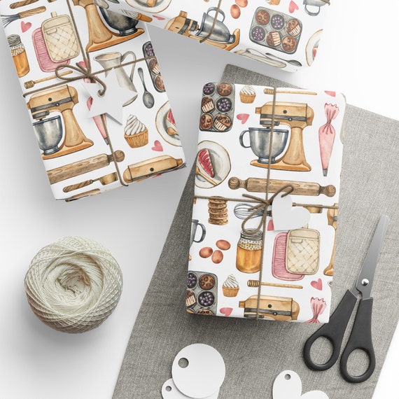 Baking Wrapping Paper, Baker Wrapping Paper, Love Baking, Love To Bake, Gift For Her, Baker Gift Wrap, Baker Gift, Gift For Her, Baking Gift