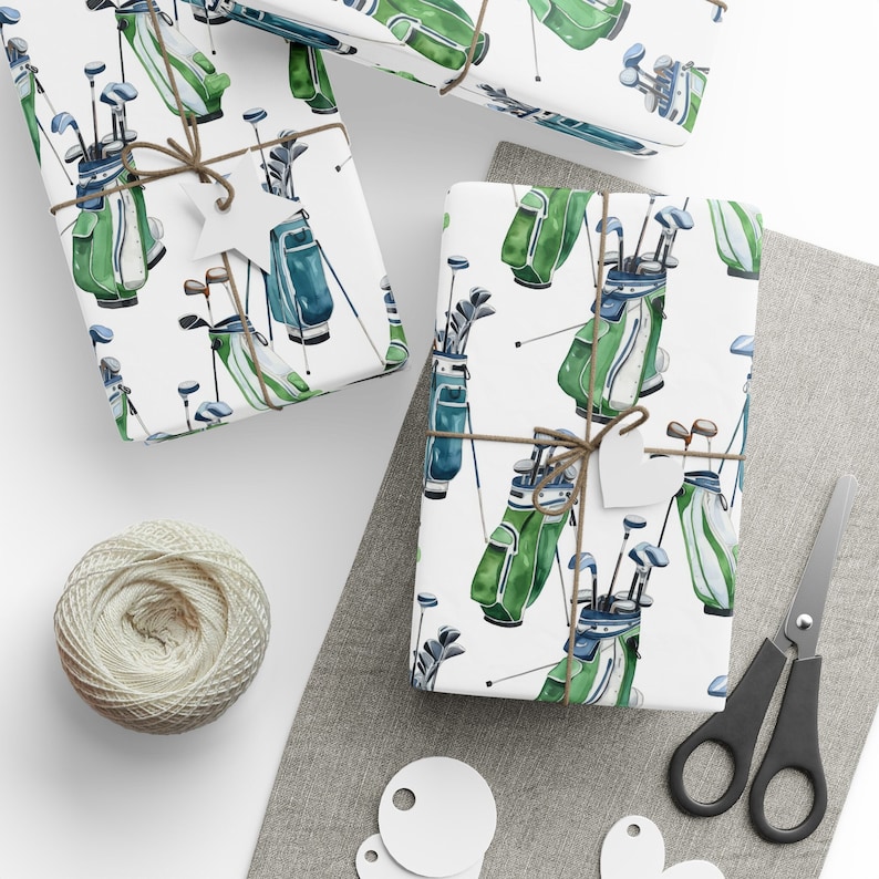 Golf Wrapping Paper, Golf Gift Wrap, Gift For Him, Father's Day, Golf Lover, Gift For Her, Golf Bag, Golfer Wrapping Paper, Golfer Gift image 1