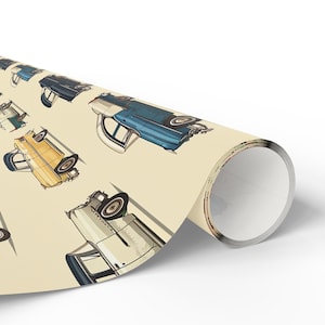 Vintage Cars Wrapping Paper, Vintage Car Gift Wrap, Father's Day Wrapping Paper, Gift For Him, Classic Car Wrapping Paper, Classic Cars image 4