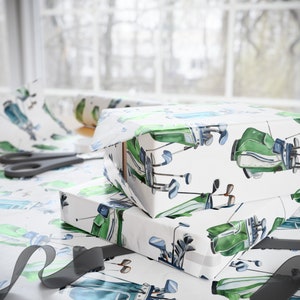 Golf Wrapping Paper, Golf Gift Wrap, Gift For Him, Father's Day, Golf Lover, Gift For Her, Golf Bag, Golfer Wrapping Paper, Golfer Gift image 2