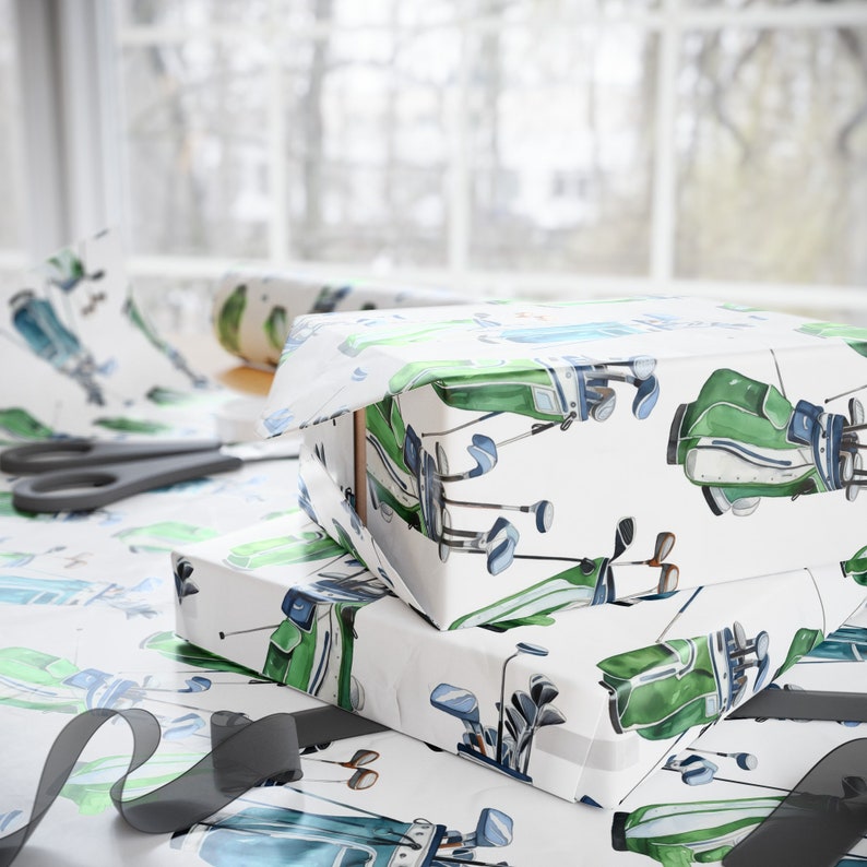 Golf Wrapping Paper, Golf Gift Wrap, Gift For Him, Father's Day, Golf Lover, Gift For Her, Golf Bag, Golfer Wrapping Paper, Golfer Gift image 2