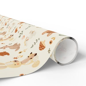 Woodland Animals Baby Shower Wrapping Paper, Neutral Baby Shower Gift Wrap, Cute Baby Gift, Baby Girl, Baby Boy, Boho Baby, Baby Animals image 5