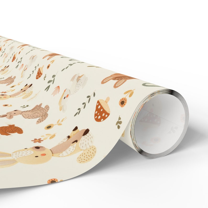 Woodland Animals Baby Shower Wrapping Paper, Neutral Baby Shower Gift Wrap, Cute Baby Gift, Baby Girl, Baby Boy, Boho Baby, Baby Animals image 5
