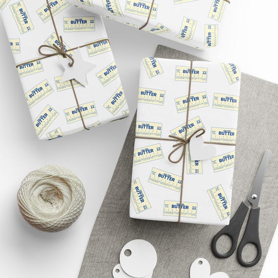 Butter Wrapping Paper, Butter Gift Wrap, Butter Lover Gift, Gift For Chef, Gift For Baker, Foodie Gift, Love To Cook, Better With Butter