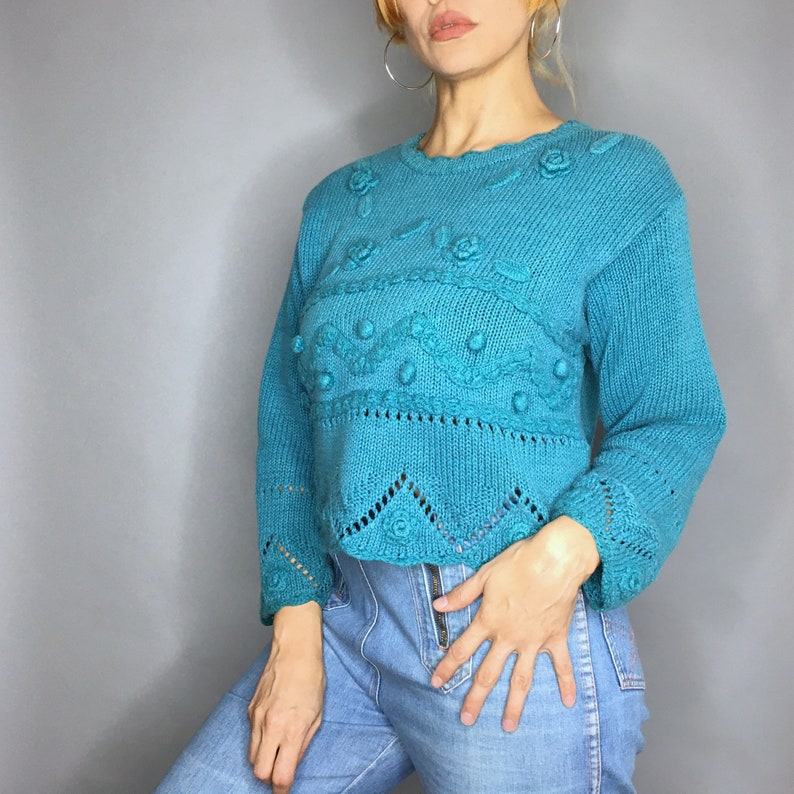 Vintage 90s teal ramie sweater by Croquet