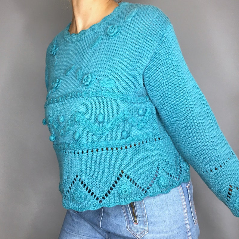 Vintage 90s teal ramie sweater by Croquet