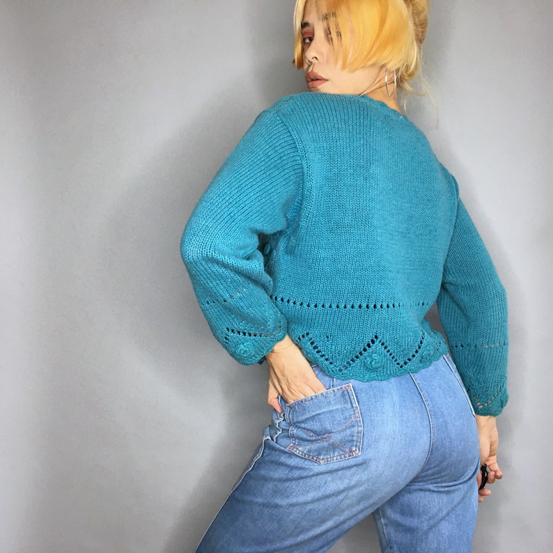 Vintage 90s teal ramie sweater by Croquet