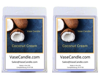 Coconut Cream Vase Candle Melts - A blend of tropical coconut and creamy vanilla. | Fresh Made to Order | 2 Packages of 2.8 oz Melts/Tarts