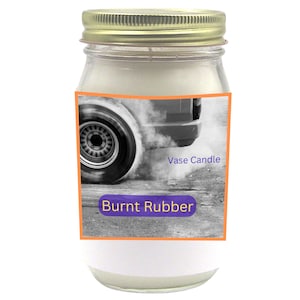 Burnt Rubber Vase Candle Large Jars - Burnt rubber, motor oil, and racing fuel at the racetrack | 100 Hour Burn Time | Fresh Made to Order