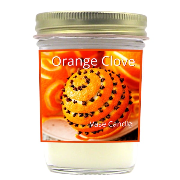 Orange Clove Vase Candle Jars - A perfect blend of fresh orange slices and clove|  50 Hour Burn Time | Fresh Made to Order | Vase Size