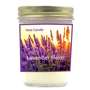 Lavender Fields Vase Candle Jars - A lovely blend of a fresh rainfall and lavender.  | 50 Hour Burn Time | Fresh Made to Order | Vase Size