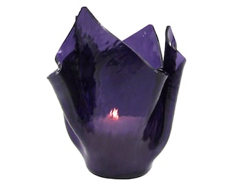 Lavender Cathedral Rough Rolled Vase | Reusable Glass Vase | Spring Rain Candle | 25 Hour Burn Time | Color Free Scented Candle