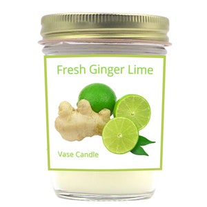 Fresh Ginger Lime Vase Candle Jars - A spicy blend of nutmeg and lime. | 50 Hour Burn Time | Fresh Made to Order | Vase Size