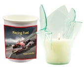 Racing Fuel Scented Candle in Clear Vase – Burnt Rubber, Motor Oil, Gasoline