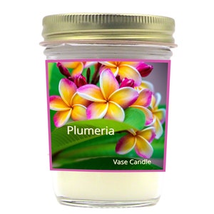 Plumeria Vase Candle  - Smells like Plumeria Flowers | 50 Hour Burn Time | Fresh Made to Order | Vase Size