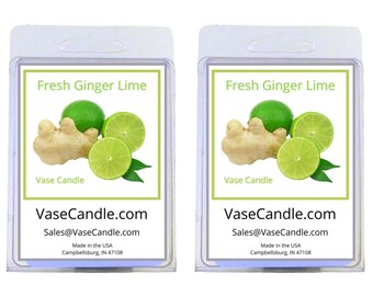 Fresh Ginger Lime Vase Candle Melts - A spicy blend of nutmeg and lime | Fresh Made to Order | 2 Packages of 2.8 oz Melts/Tarts