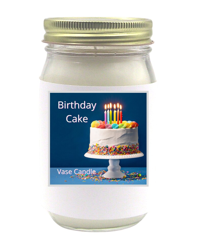 100 Hour Burn Time Self-trimming Wick SoyParaffin Blend Large Birthday Cake Vase Candle Jar Paper Core Color Free Poured to Order