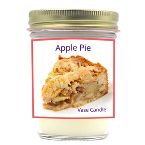 Apple Pie Vase Candle Jars -  Apples, Cinnamon, Sugar and Pie Crust | 50 Hour Burn Time | Fresh Made to Order | Vase Size