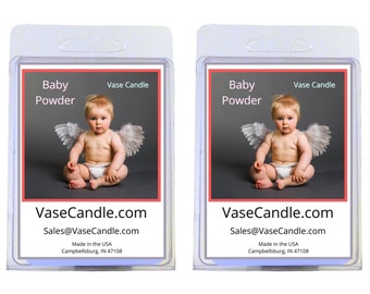 Baby Powder Vase Candle - The soft and delicate scent of baby powder | Fresh Made to Order | 2 Packages of 2.8 oz Melts/Tarts