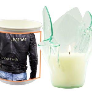 Leather Clear Vase Candle - From New Cars to New Shoes we all love the smell of fresh leather.  | 100 Hour Burn Time | Fresh Made to Order