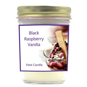 Black Raspberry Vanilla Vase Candle Jars - Blend of Raspberry, Plum, Vanilla.  | 50 Hour Burn Time | Fresh Made to Order | Vase Size