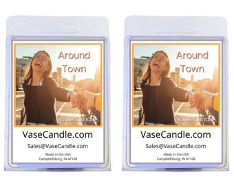 Around Town Vase Candle - The ultra freshness of a clean breeze | Fresh Made to Order | 2 Packages of 2.8 oz Melts/Tarts