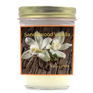 Sandalwood Vanilla Vase Candle Jars - Blend of Sandalwood and Vanilla | 50 Hour Burn Time | Fresh Made to Order | Vase Size